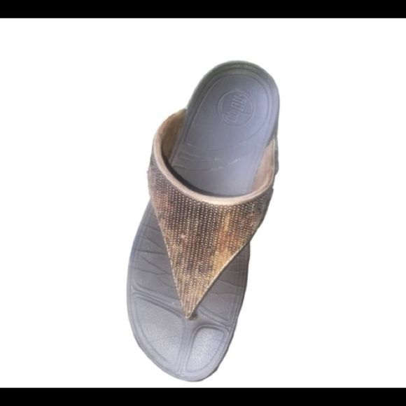 FIT FLOP Bronze Sequins Micro Wobble Board Workout Flip Flop Sandals Sz 9 - Picture 6 of 12